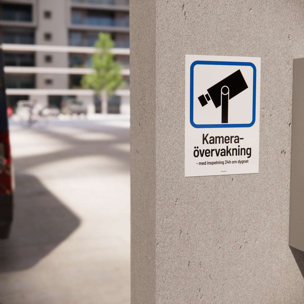 Skylt - Kameraövervakning - med inspelning 24h om dygnet - Nosico