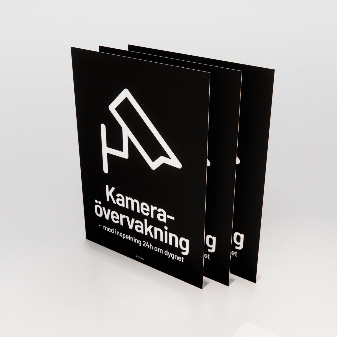 Dekal - Kameraövervakning - med inspelning 24h om dygnet 3-pack - Nosico