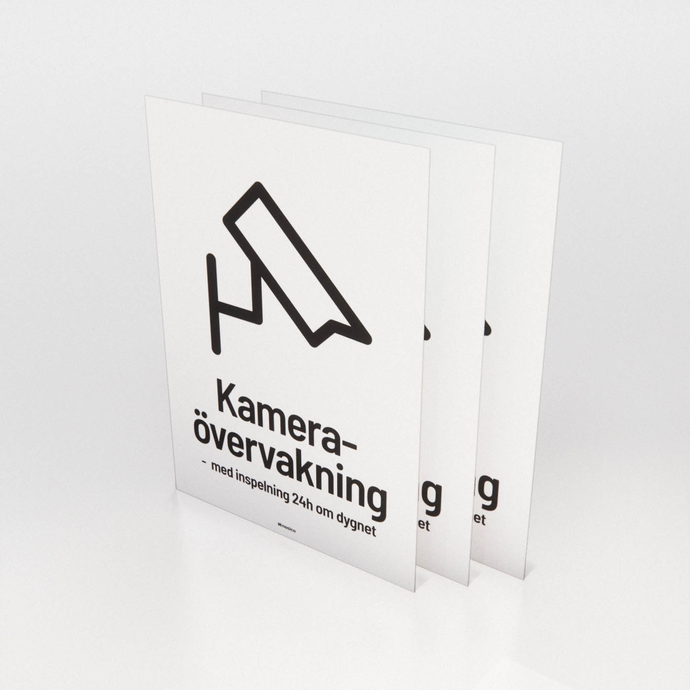 Dekal - Kameraövervakning - med inspelning 24h om dygnet 3-pack - Nosico