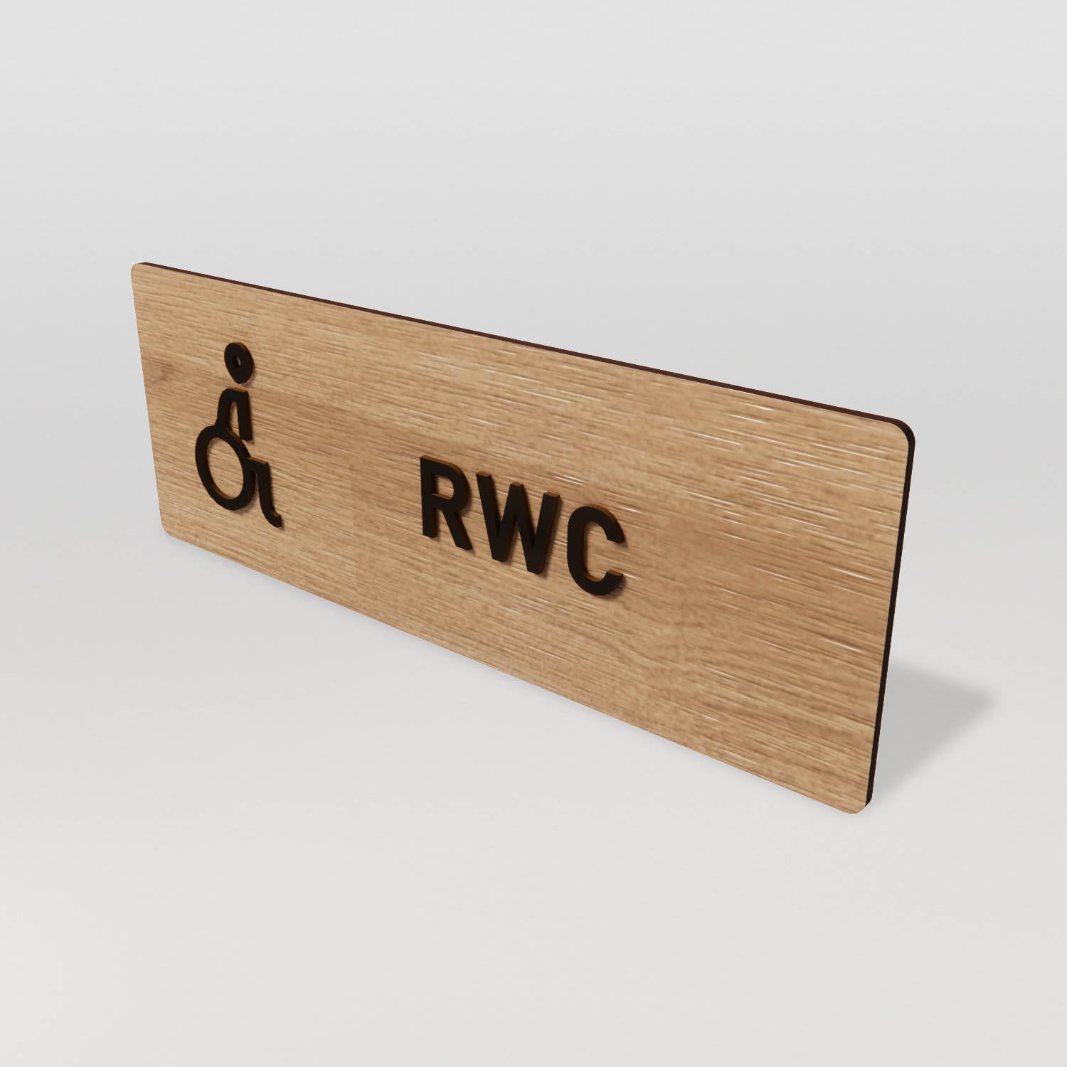 Skylt – Toalett RWC – Ek & Svart – WOOD