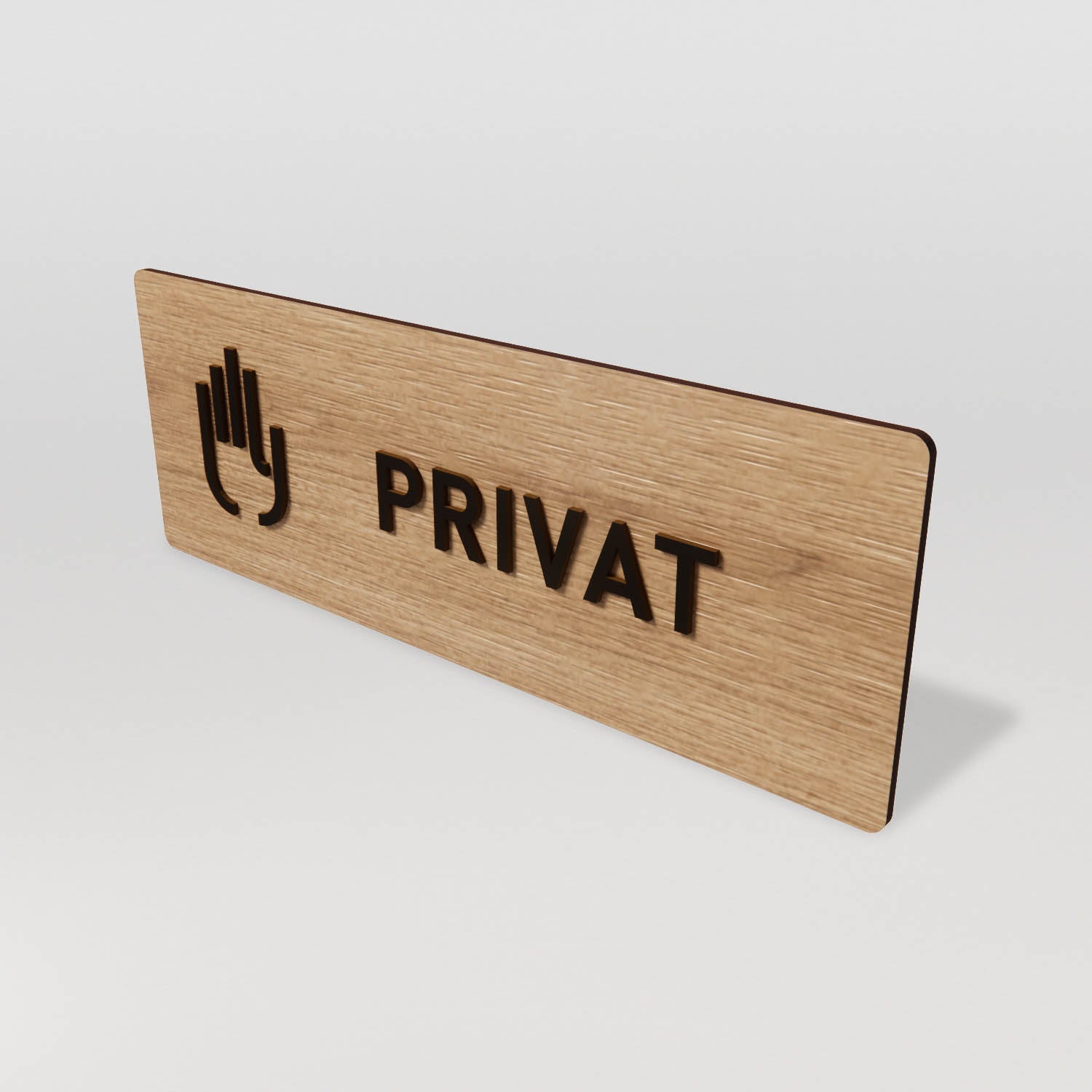 Skylt – Privat – Ek & Svart – WOOD - Nosico
