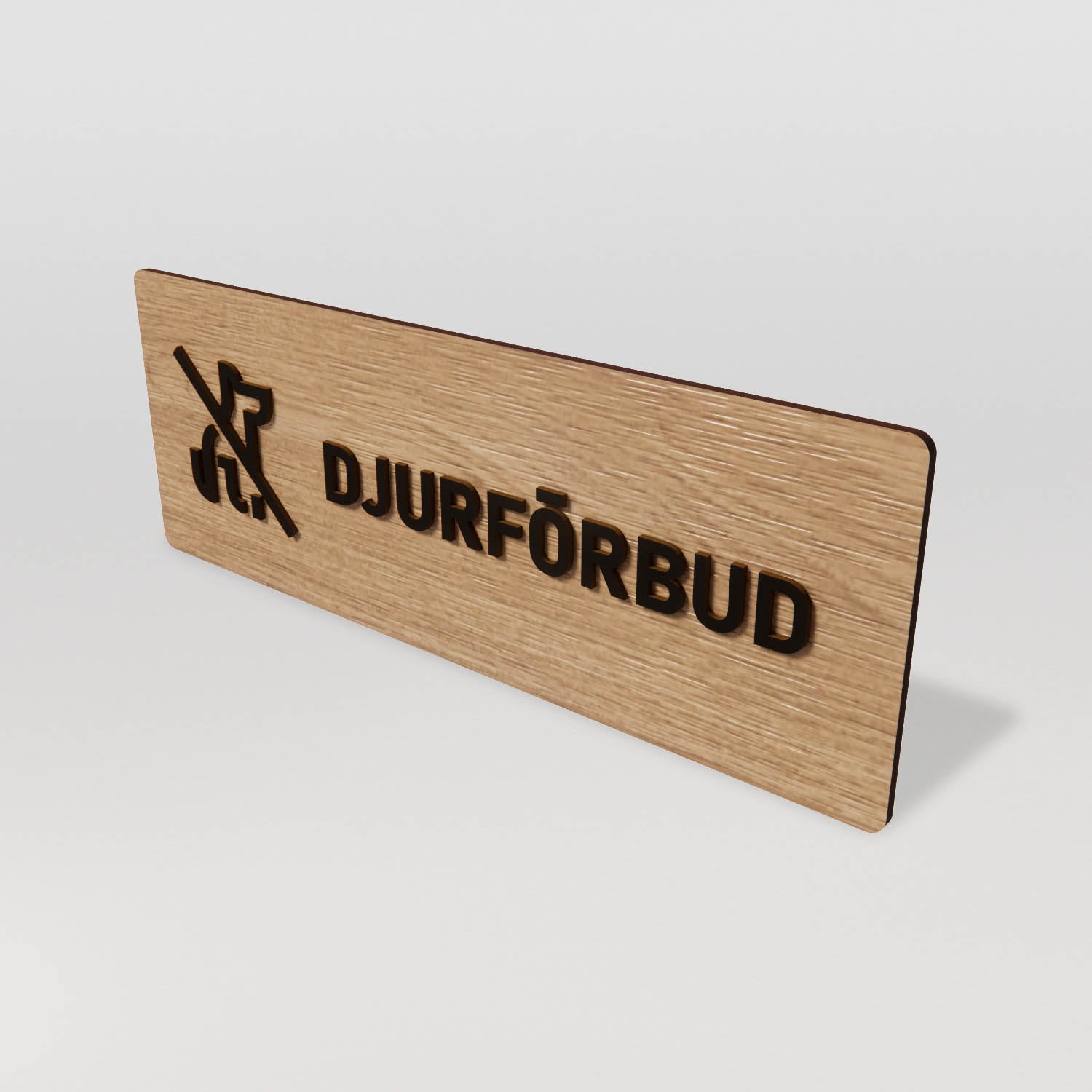 Skylt – Djurförbud – Ek & Svart – WOOD - Nosico