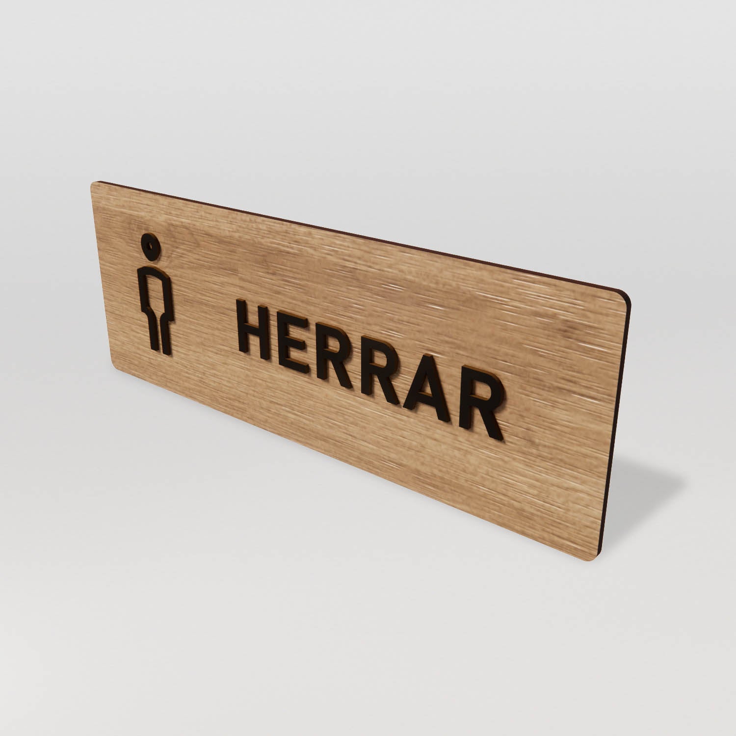 Skylt – Toalett herrar – Ek & Svart – WOOD