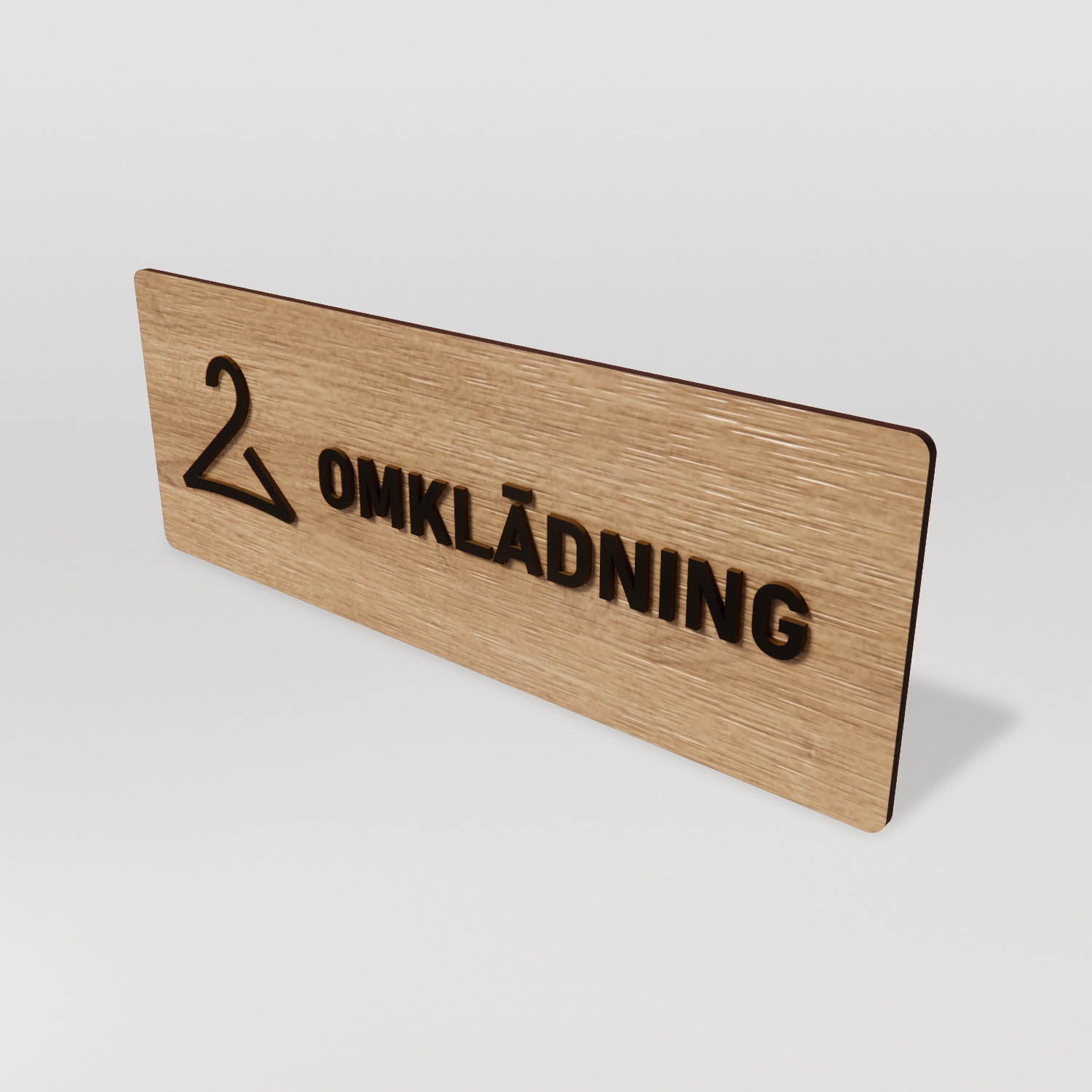 Skylt – Omklädning – Ek & Svart – WOOD - Nosico