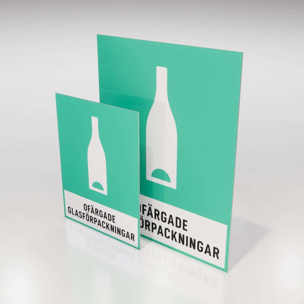 Återvinningsskylt - Ofärgade glasförpackningar - Nosico