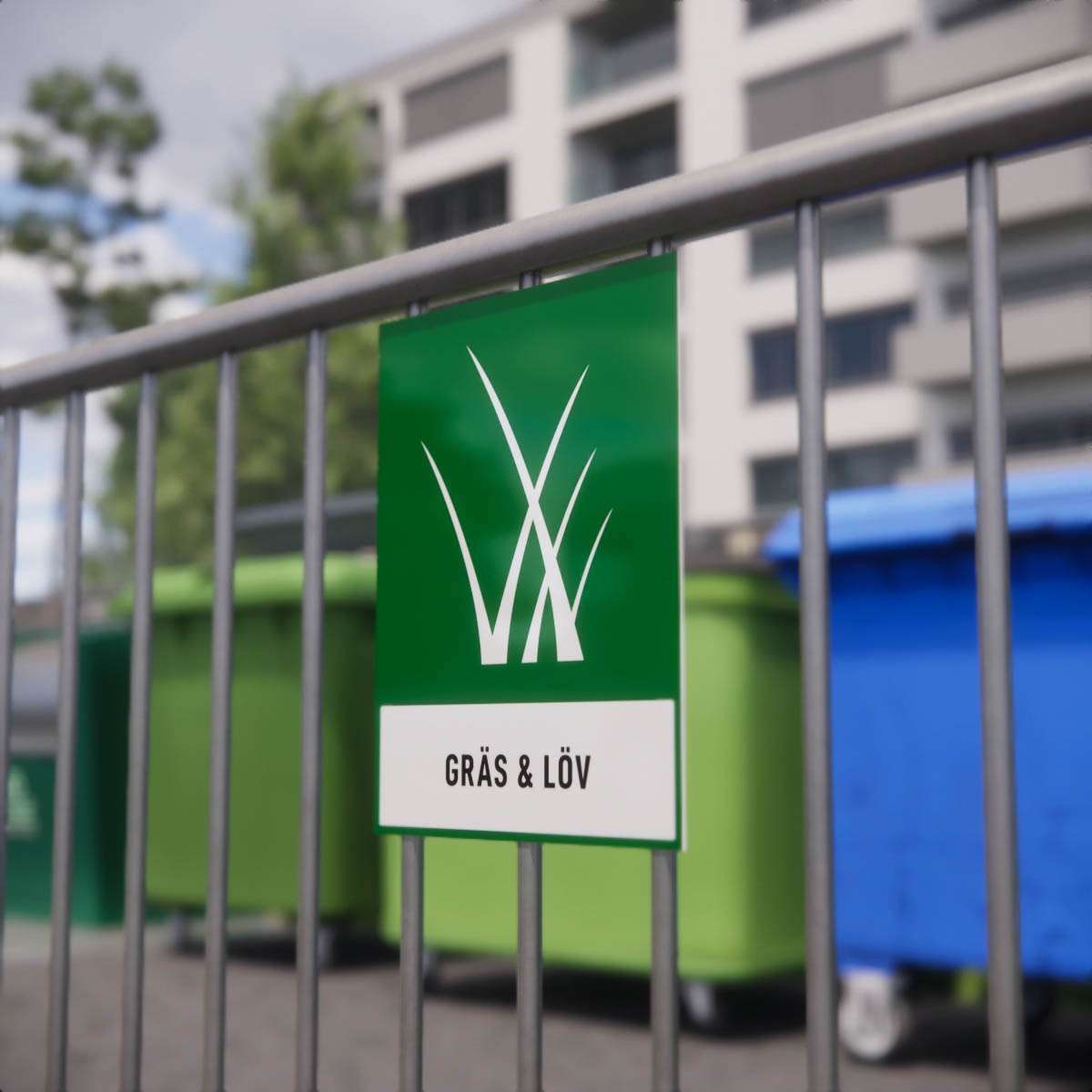 Återvinningsskylt - Gräs & Löv - Nosico