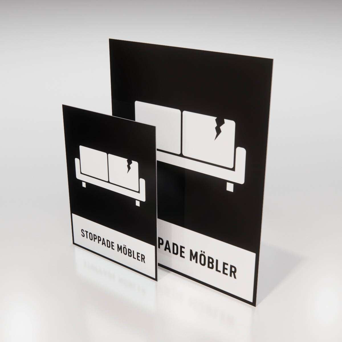 Återvinningsskylt - Stoppade möbler - Nosico