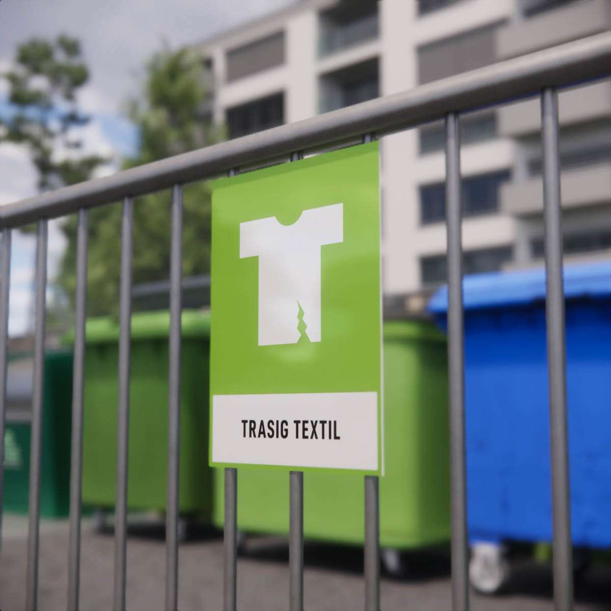 Återvinningsskylt - Trasig textil - Nosico