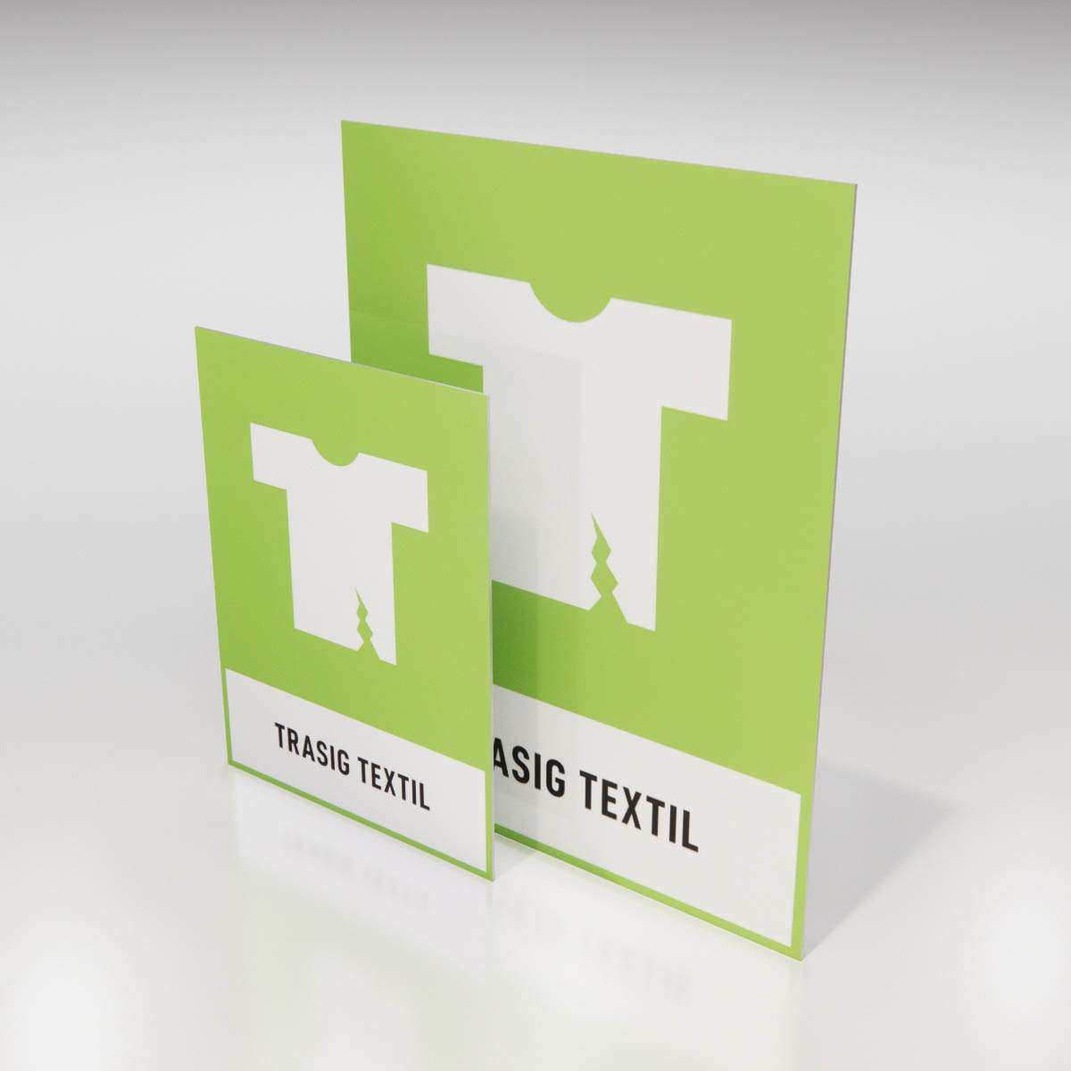 Återvinningsskylt - Trasig textil - Nosico