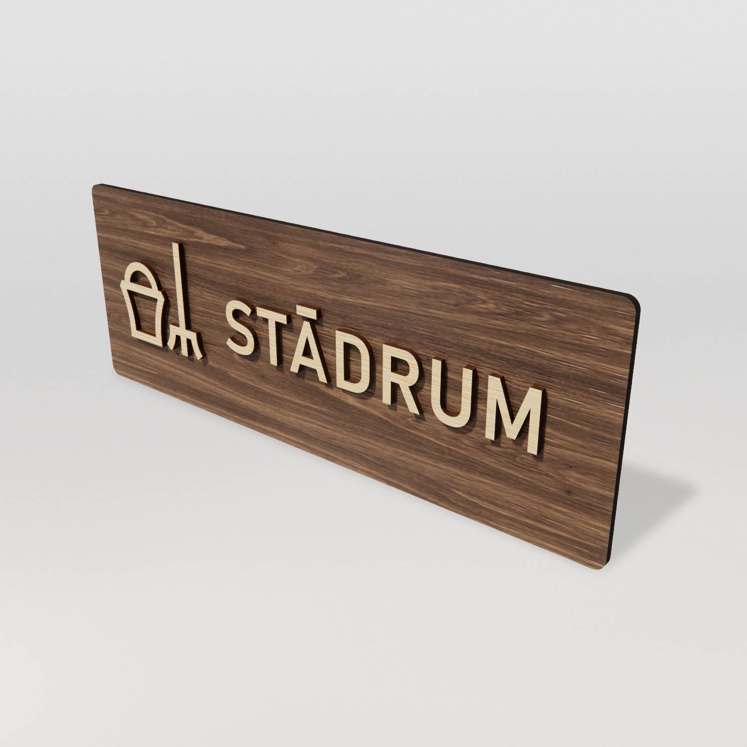 Skylt – Städrum – Valnöt & Lindträ – WOOD - Nosico