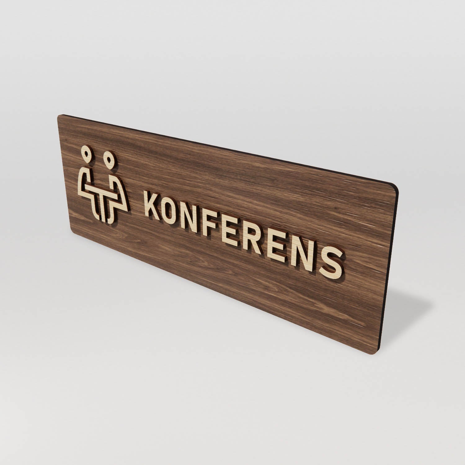 Skylt – Konferens – Valnöt & Lindträ – WOOD - Nosico