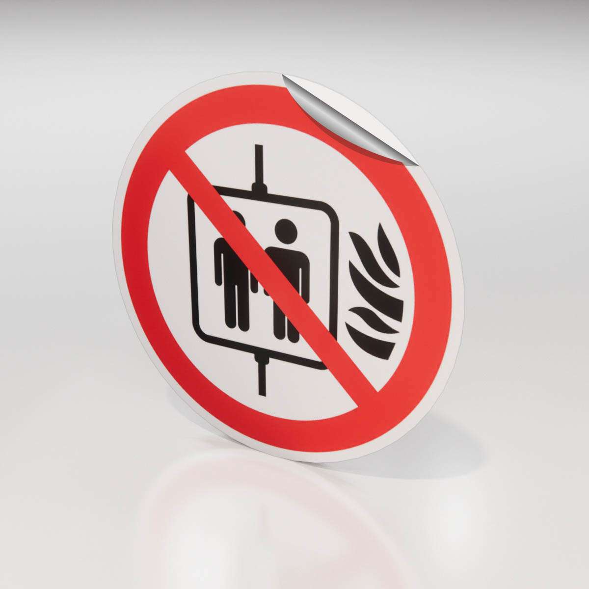 Förbudsdekal - Använd ej hiss vid brand - Nosico