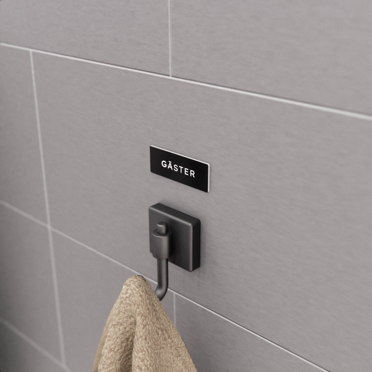 Handduksskylt - Gäster i gravyrplast - Nosico