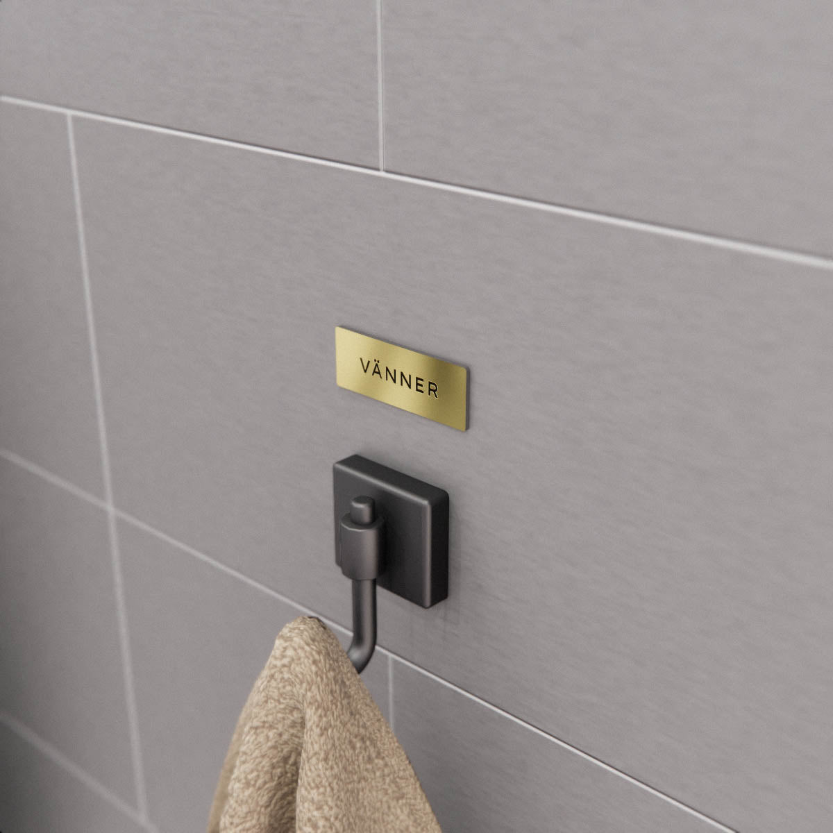 Handduksskylt - Vänner i gravyrplast - Nosico