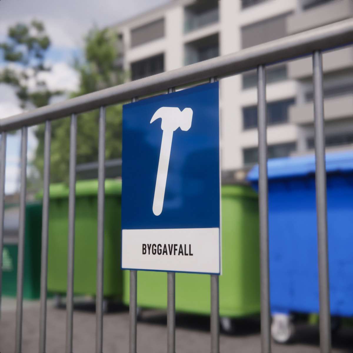 Återvinningsskylt - Byggavfall - Nosico