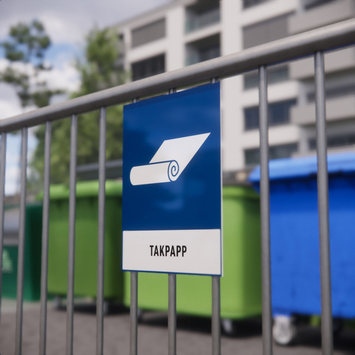 Återvinningsskylt - Takpapp - Nosico