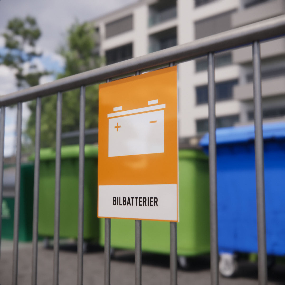 Återvinningsskylt - Bilbatterier - Nosico