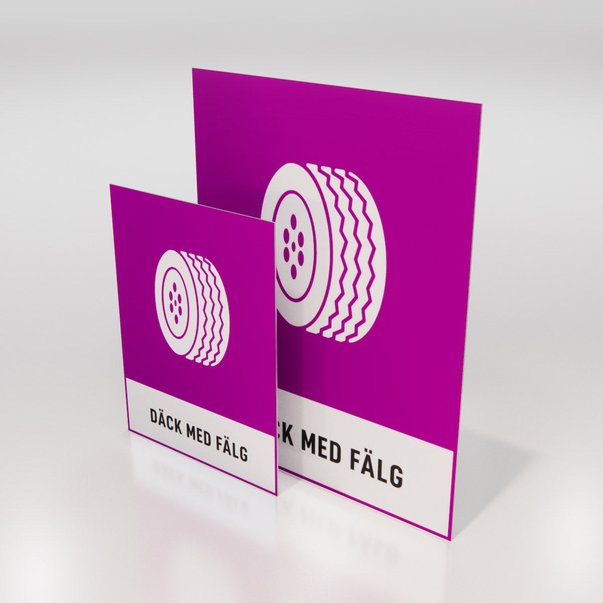 Återvinningsskylt - Däck med fälg - Nosico