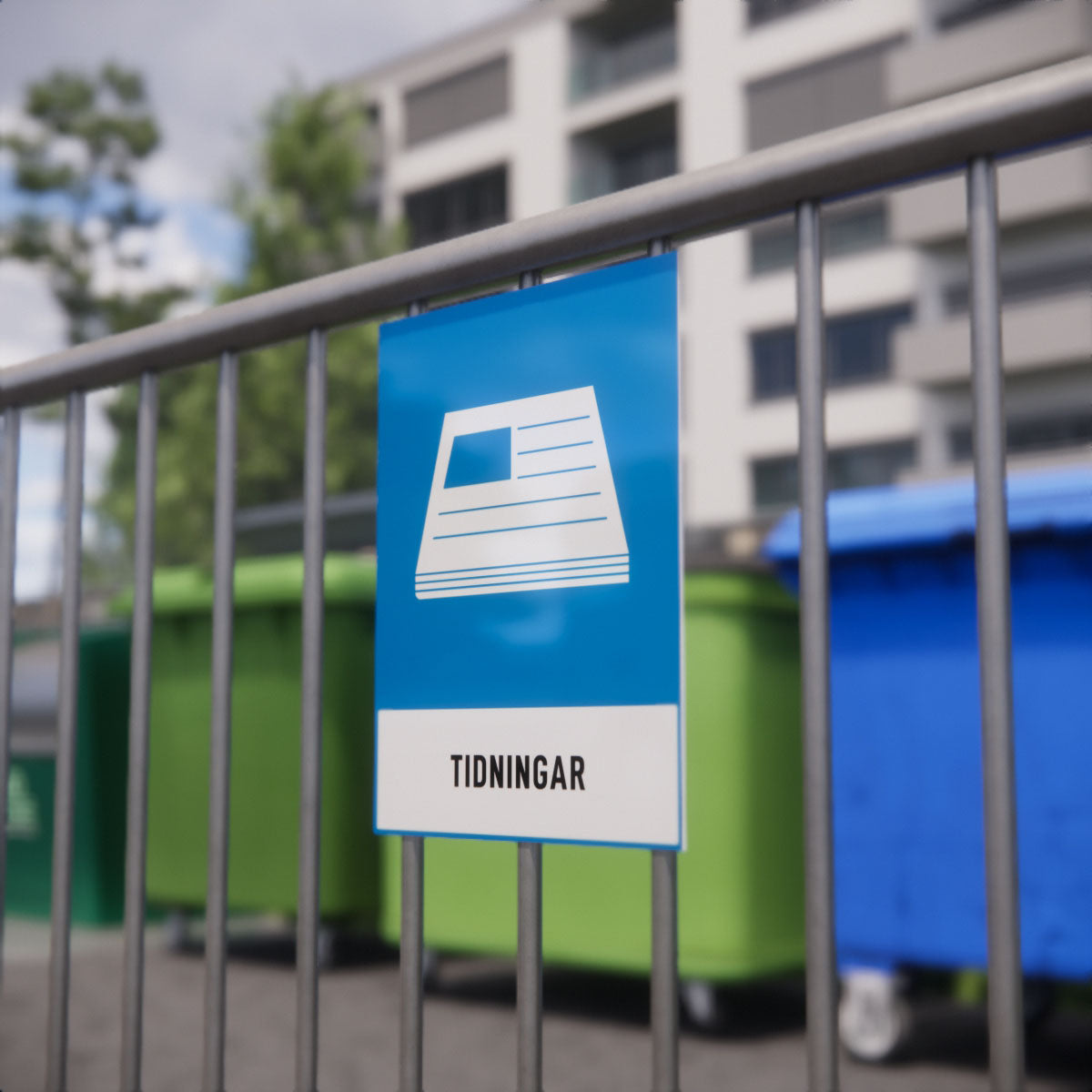 Återvinningsskylt - Tidningar - Nosico