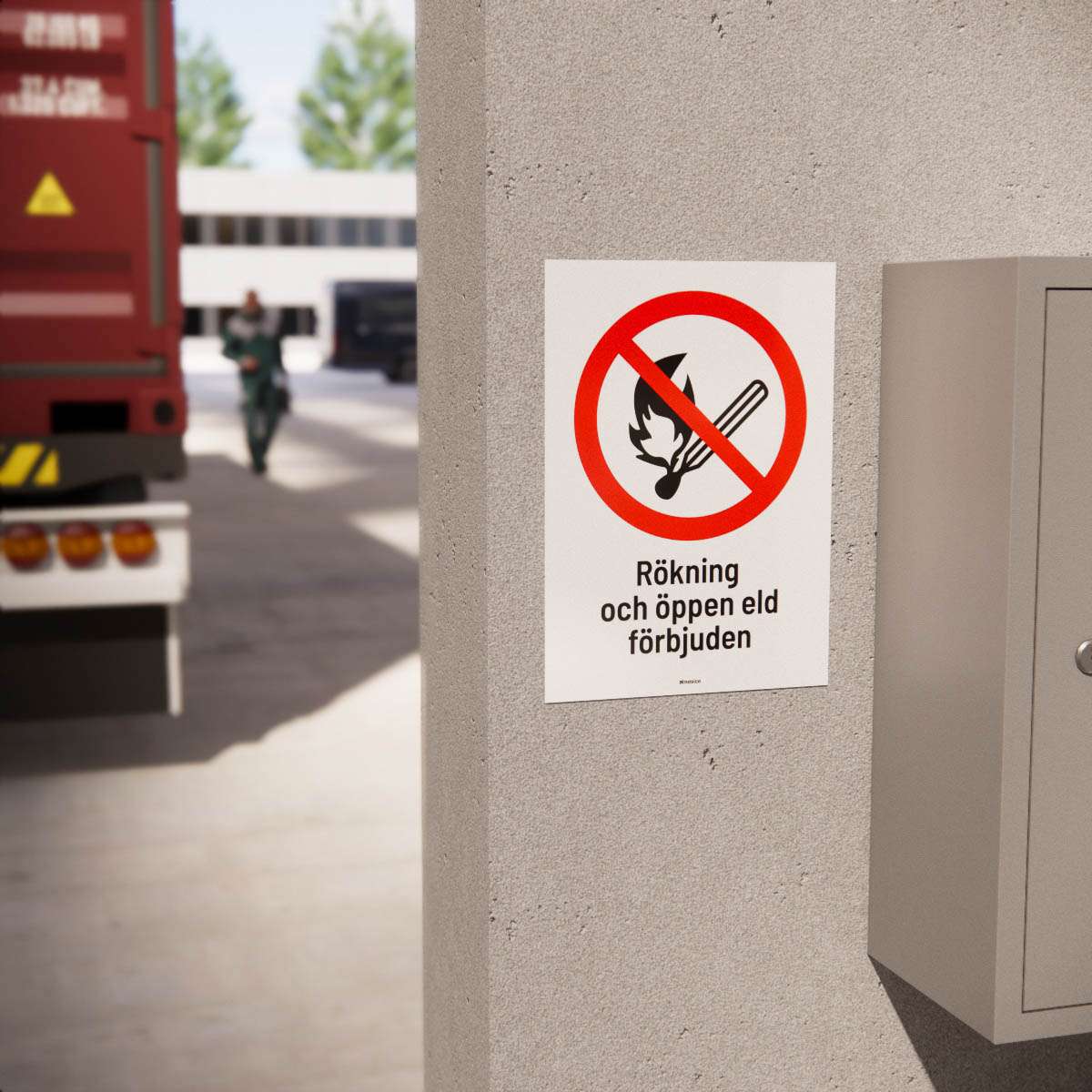 Förbudsskylt - Rökning och öppen eld förbjuden - Nosico