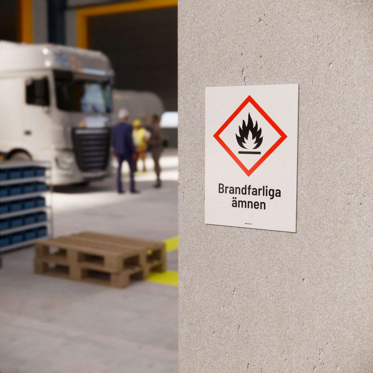 Varningsskylt - Brandfarliga ämnen - Nosico