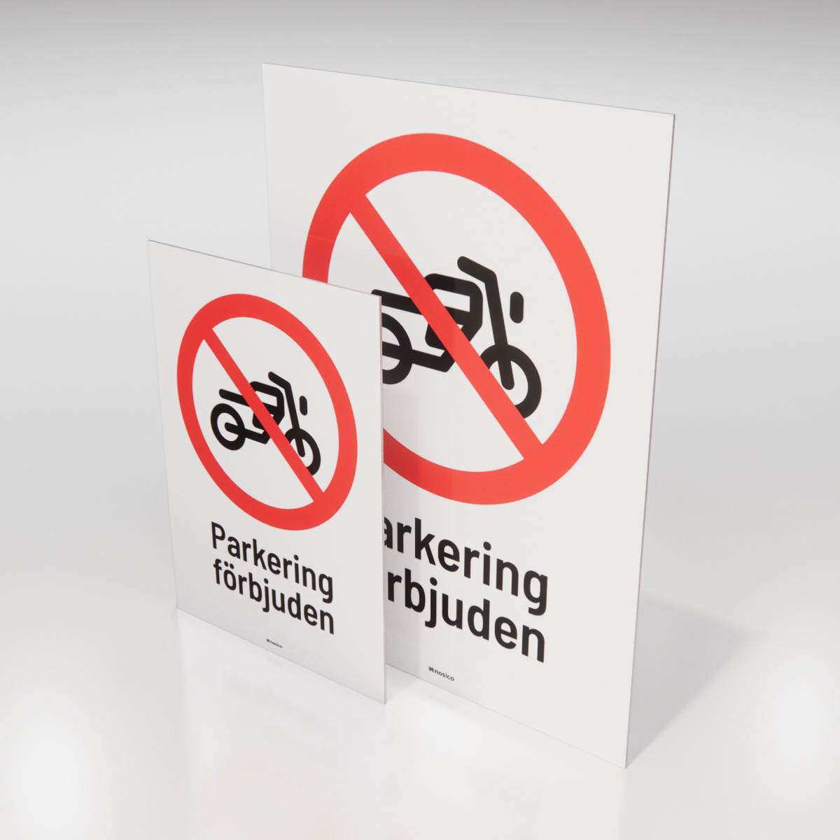 Parkeringsskylt - Parkering förbjuden för motorcykel - Nosico