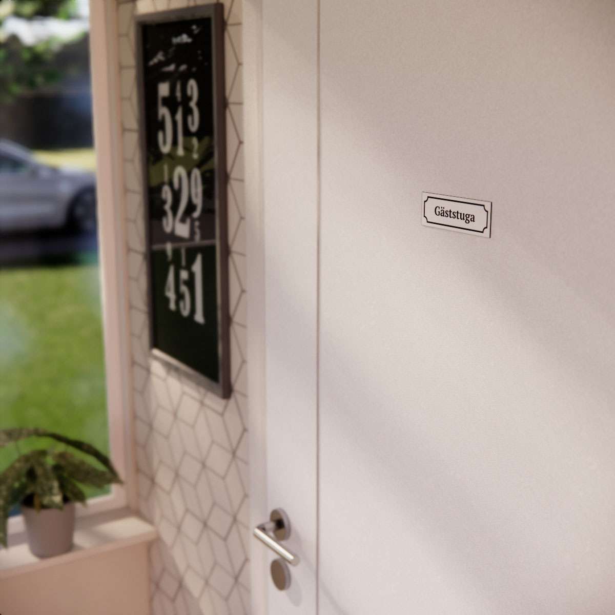 Märkskylt - Gäststuga - Nosico