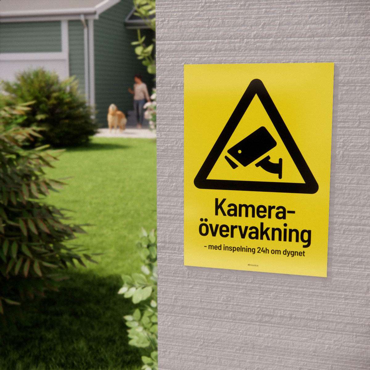 Skylt - Kameraövervakning - med inspelning 24h om dygnet - Nosico