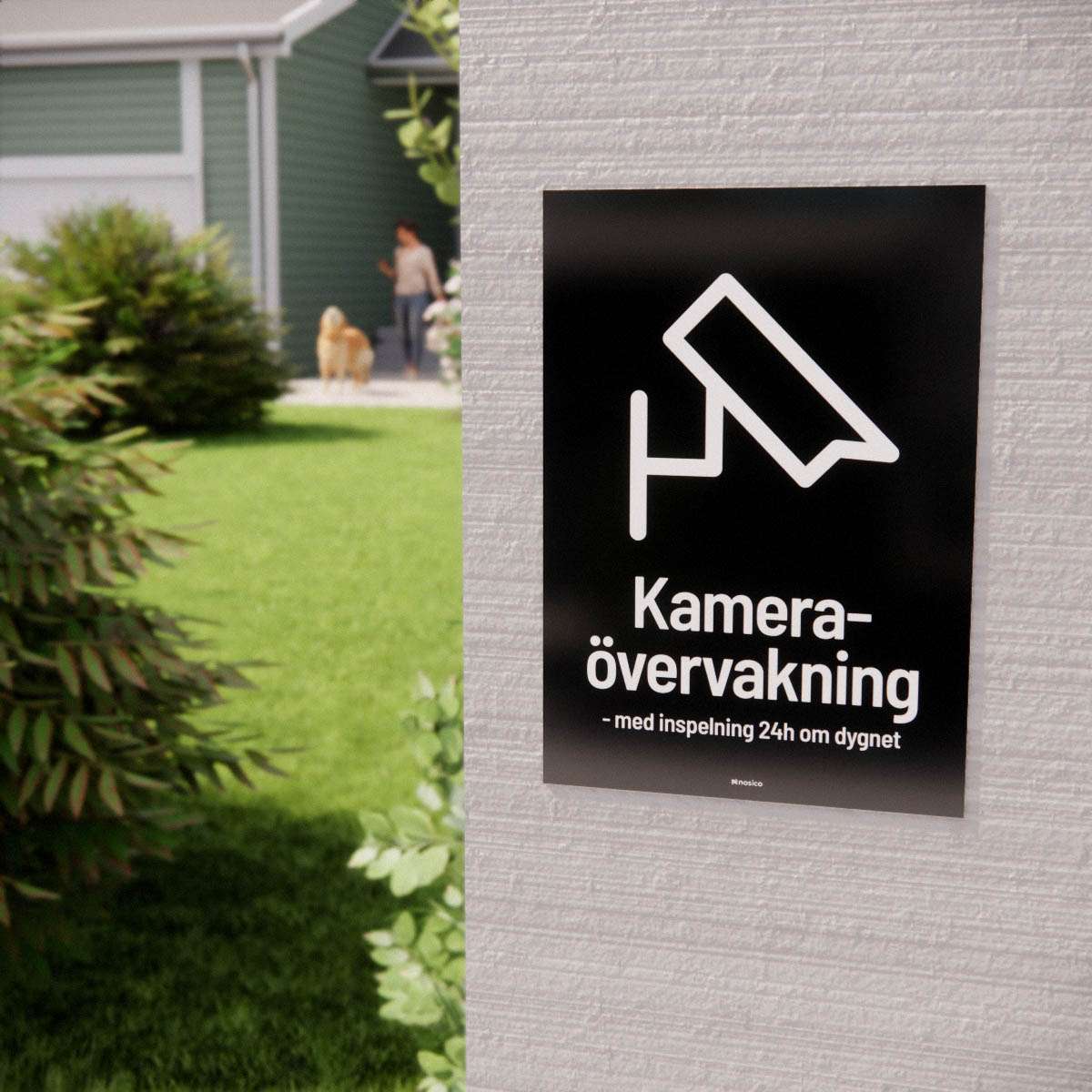 Skylt - Kameraövervakning - med inspelning 24h om dygnet - Nosico