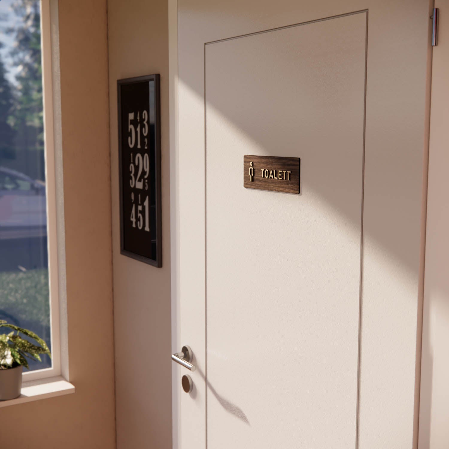 Skylt – Toalett herr – Valnöt & Lindträ – WOOD - Nosico