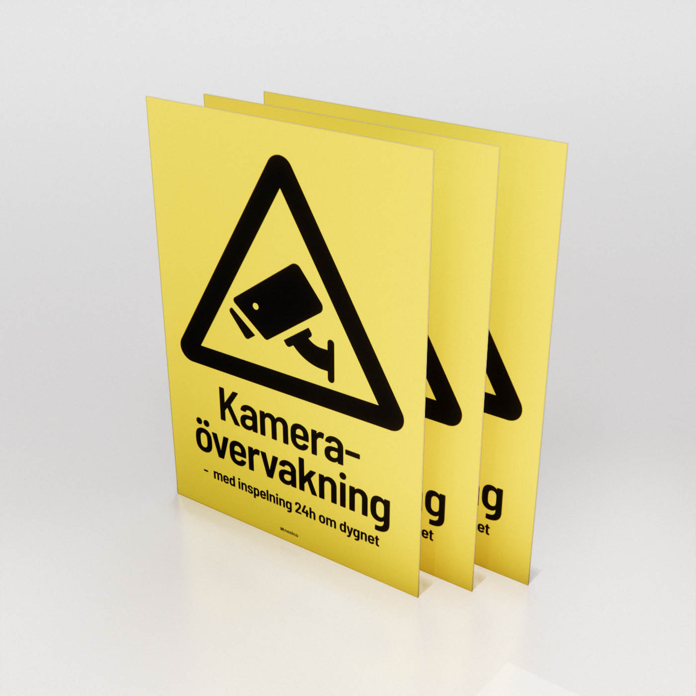 Dekal - Kameraövervakning - med inspelning 24h om dygnet 3-pack - Nosico