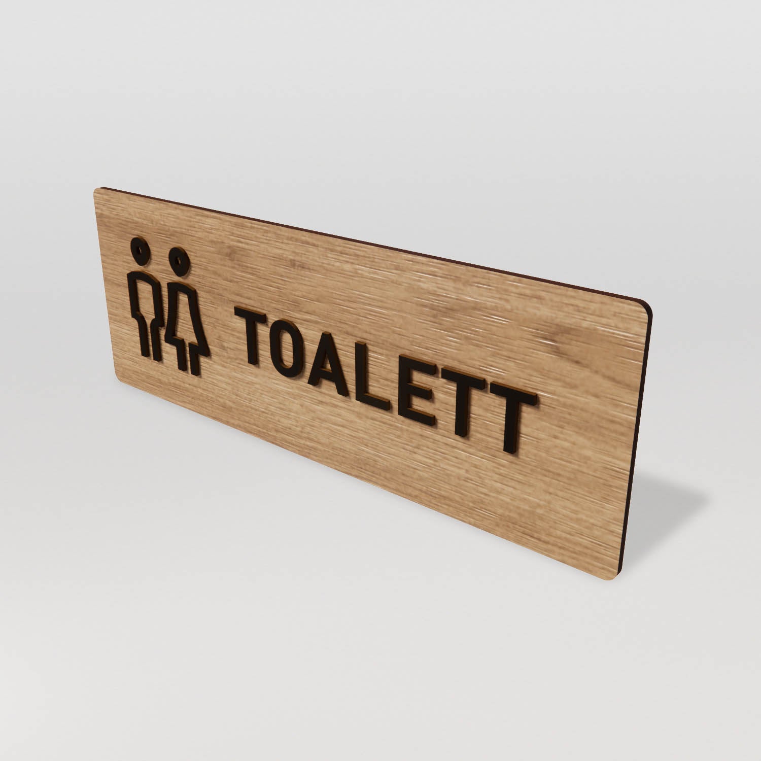 Skylt – Toalett herr & dam – Ek & svart – WOOD - Nosico