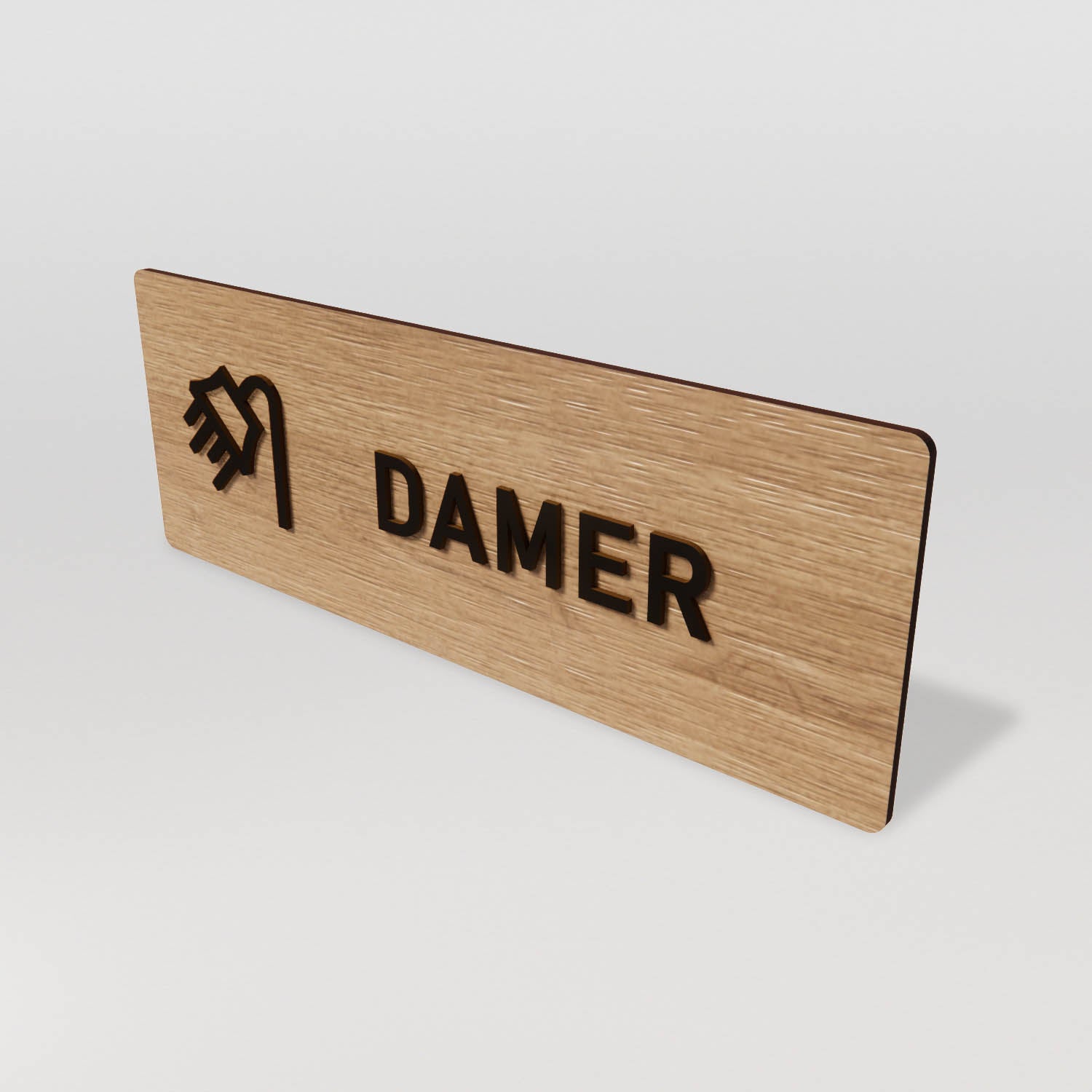 Skylt – Dusch damer – Ek & Svart – WOOD - Nosico