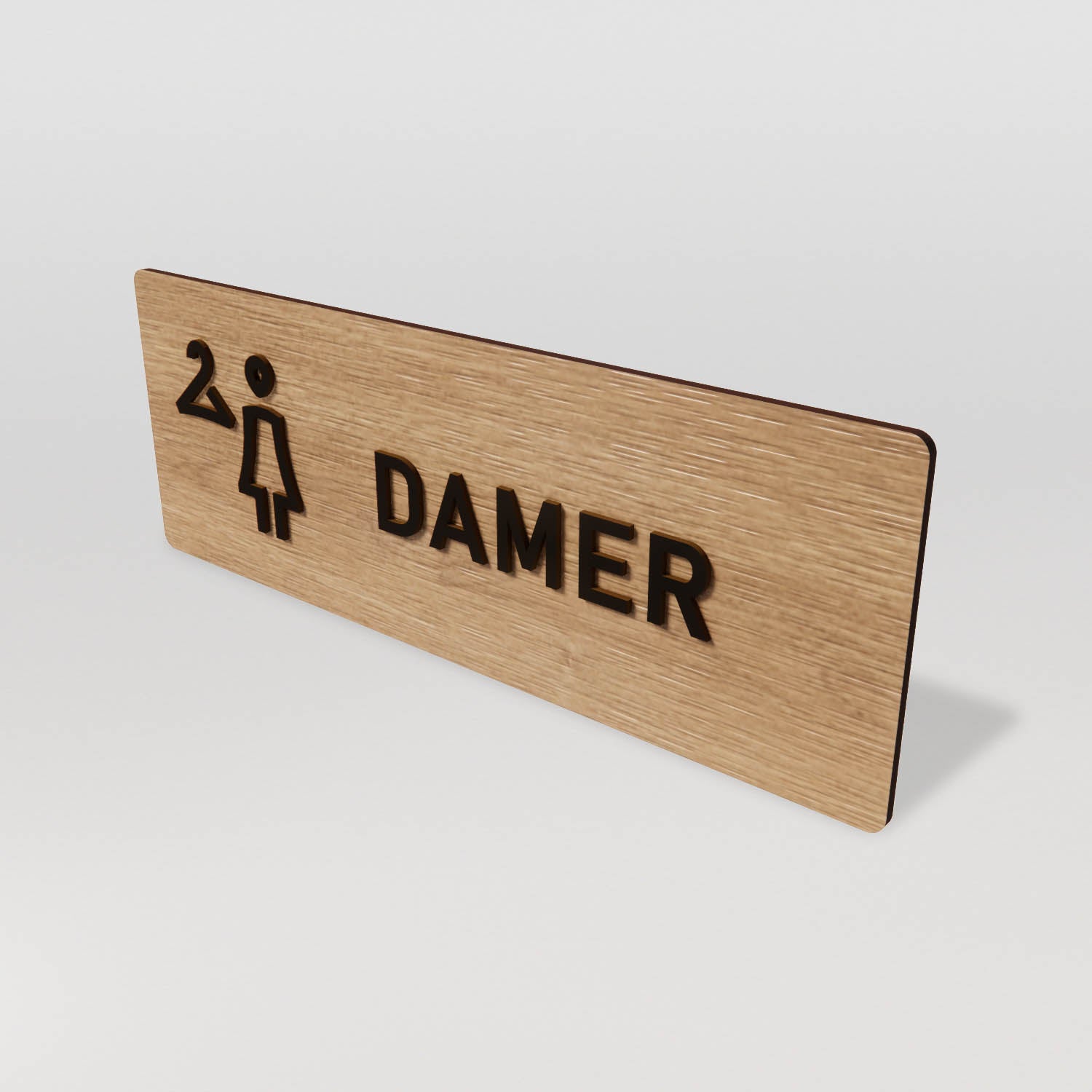 Skylt – Omklädning damer – Ek & Svart – WOOD - Nosico