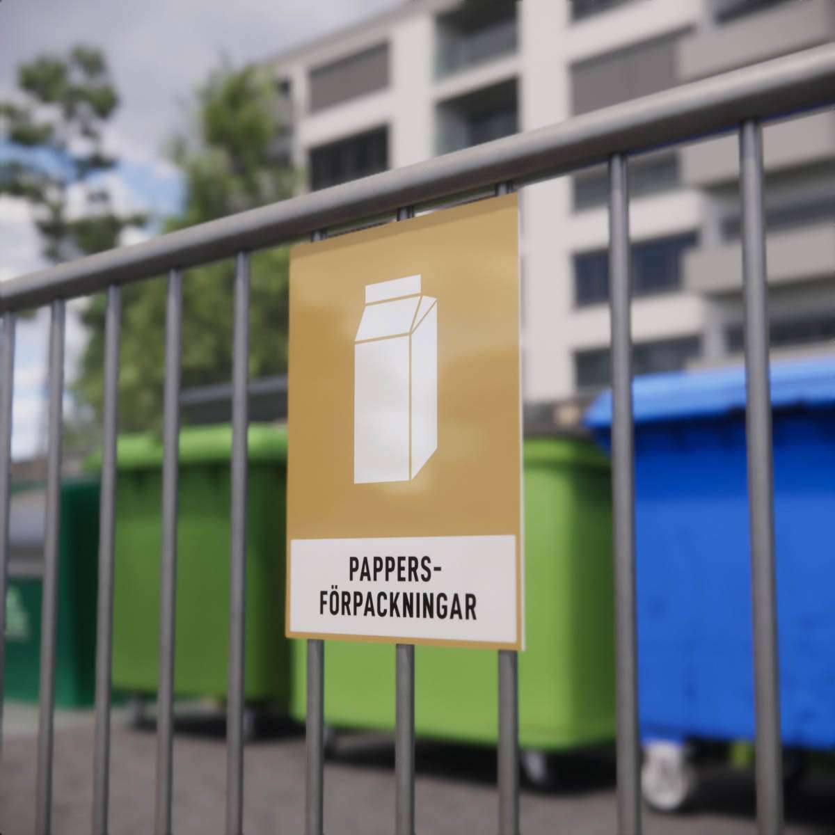 Återvinningsskylt - Pappersförpackningar - Nosico