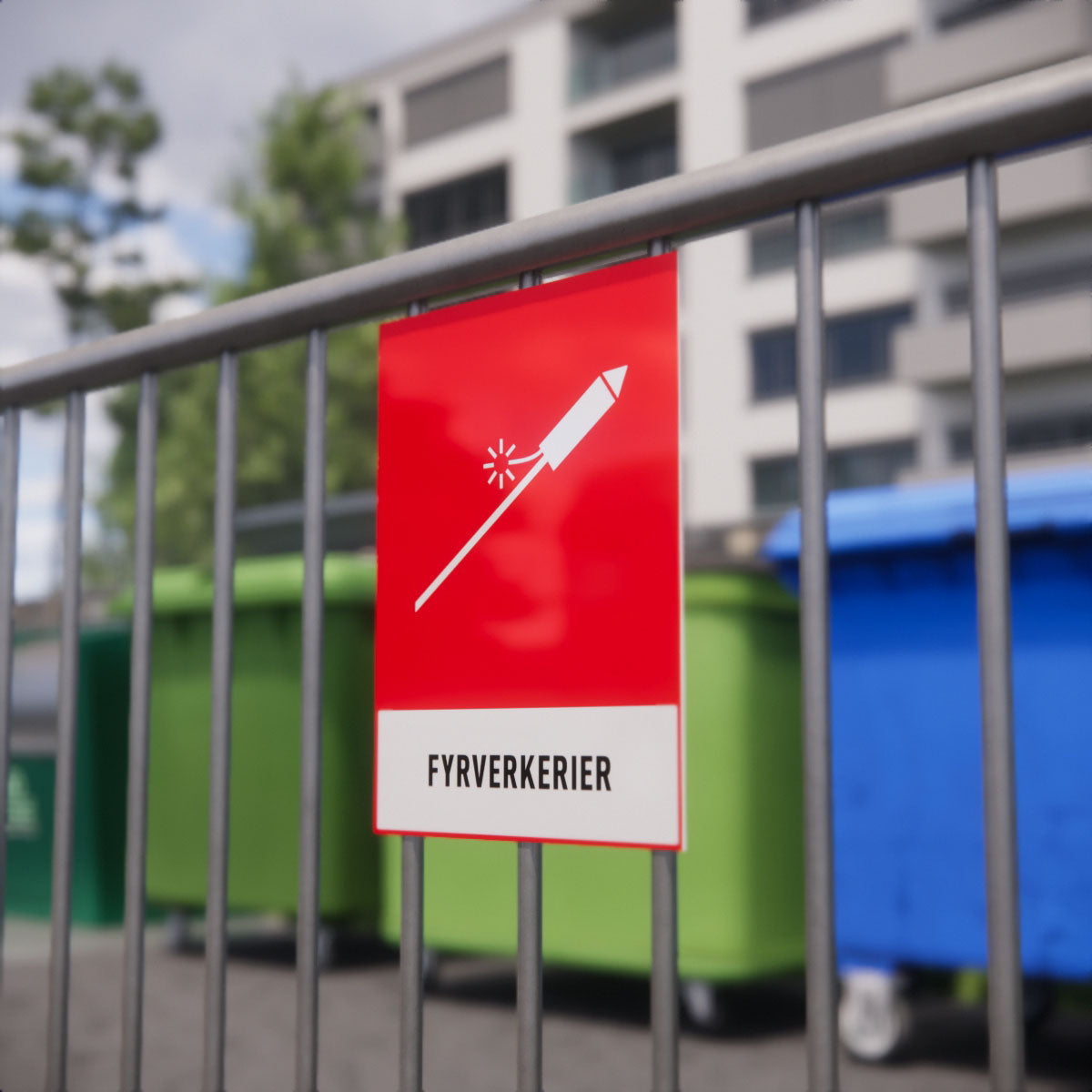 Återvinningsskylt - Fyrverkerier - Nosico