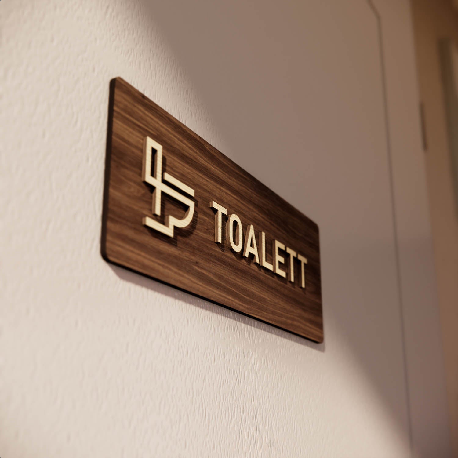 Skylt – Toalett – Valnöt & Lindträ – WOOD - Nosico
